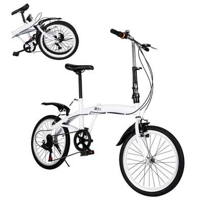 Fridgestea 20 Inch Folding Bike 6-Speed Foldable Bike with Dual V-Brakes & Shock Absorbers – Adjustable Seat (75-93cm) & Handlebar (97-113cm) – Carbon Steel Commuter Bicycle for Adults