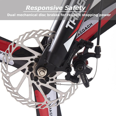 LSBIKE 24 26 27.5In Foldable Mountain Bike Dual Suspension Hardtail Bicycle Men Women Mountain Bike 21 Speed Drivetrain Lightweight Frame Sport Cycling Bike for Adult (Black Red, 27.5inch)
