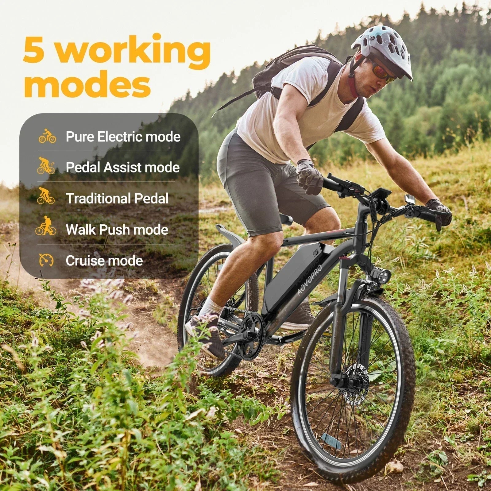 AOVOPRO BK900 Electric MTB Electric Bike 9AH Battery with Smart APP for Adults