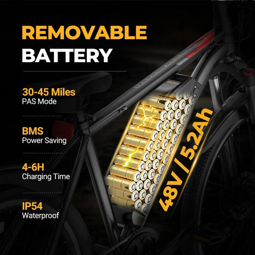 AOVOPRO Electric Bike BK520 for Adults with 250W Brushless Motor, 40Miles 15mph