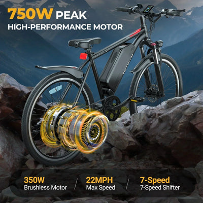 AOVOPRO Electric Bike BK520 for Adults with 250W Brushless Motor, 40Miles 15mph