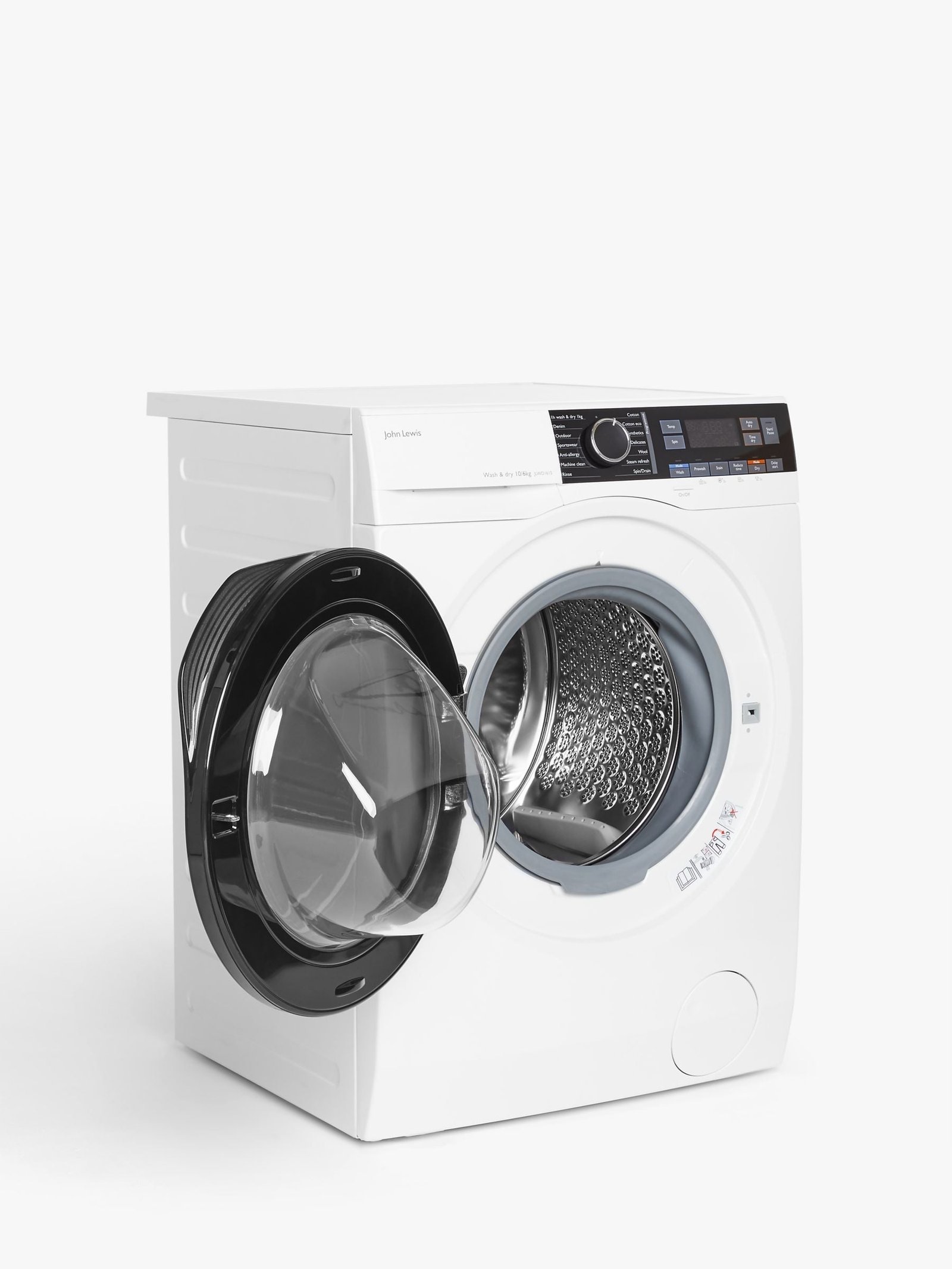 John Lewis JLWD1615 Freestanding Washer Dryer, 10kg/6kg Load, 1600rpm Spin, White - Image 2