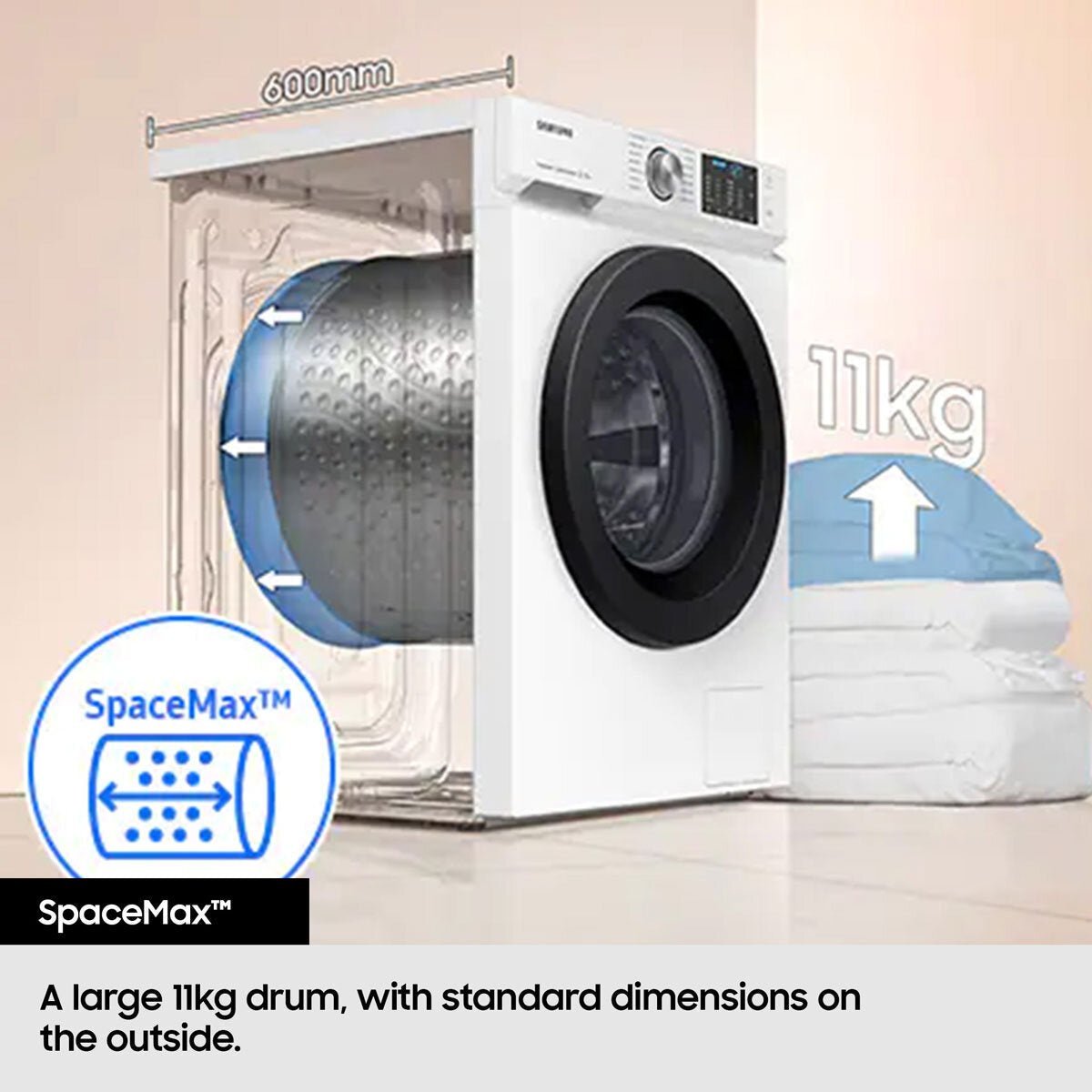 Samsung WD11DG5B15BBEU 11/6kg Washer Dryer, E Rated in Black - Image 6