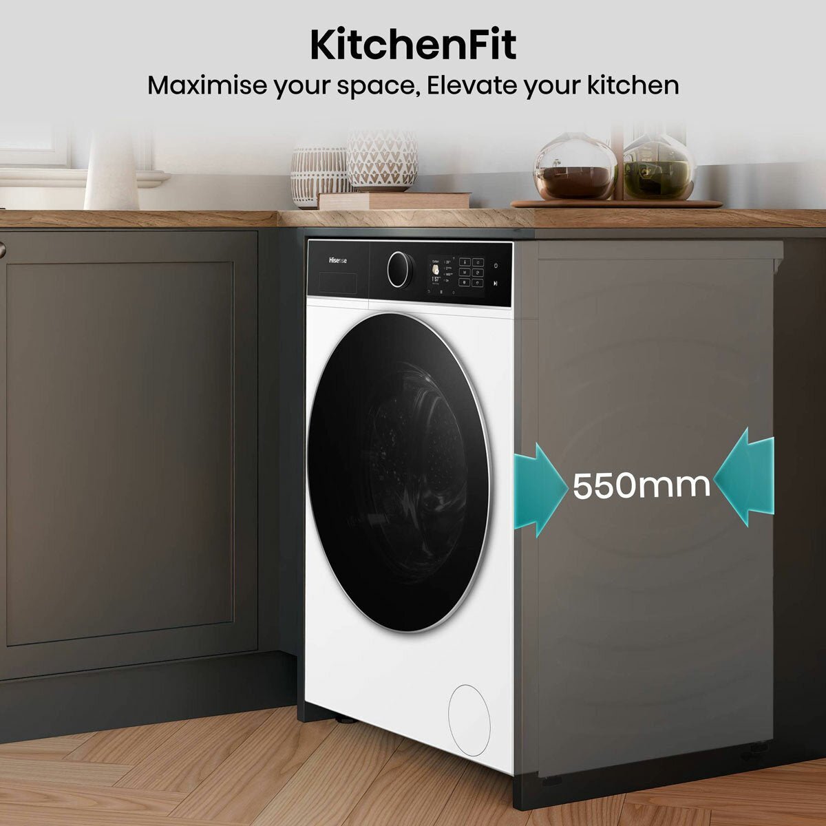 Hisense KitchenFit 5i Series WD5I1045BWQ, 10.5kg / 6kg Washer Dryer, D Rated in White - Image 4