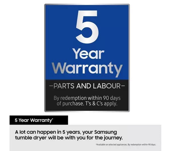 Samsung Series 5 DV90CGC0A0AEEU with OptimalDry 9 kg Heat Pump Tumble Dryer White - Image 8
