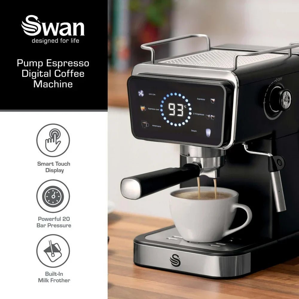 Swan SK22113BLK Espresso Digital Coffee Machine with Built-in Milk Frother – Black - Image 5