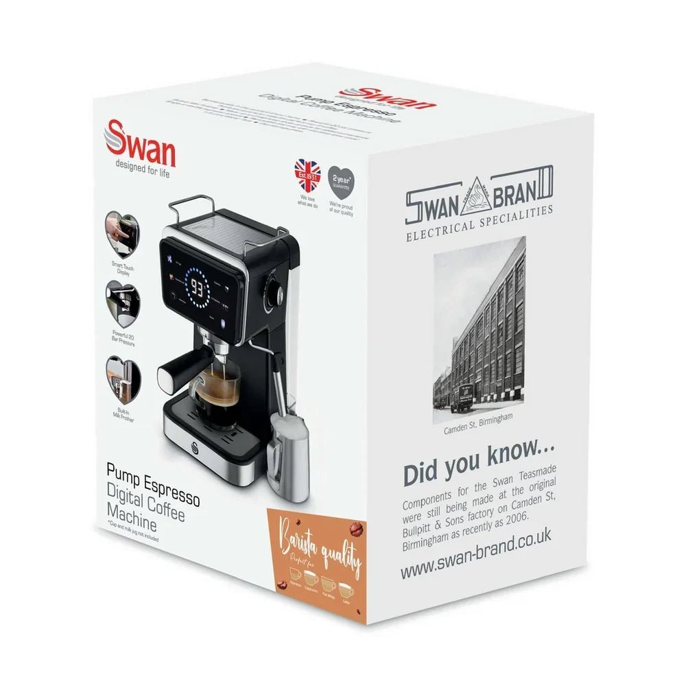 Swan SK22113BLK Espresso Digital Coffee Machine with Built-in Milk Frother – Black - Image 9