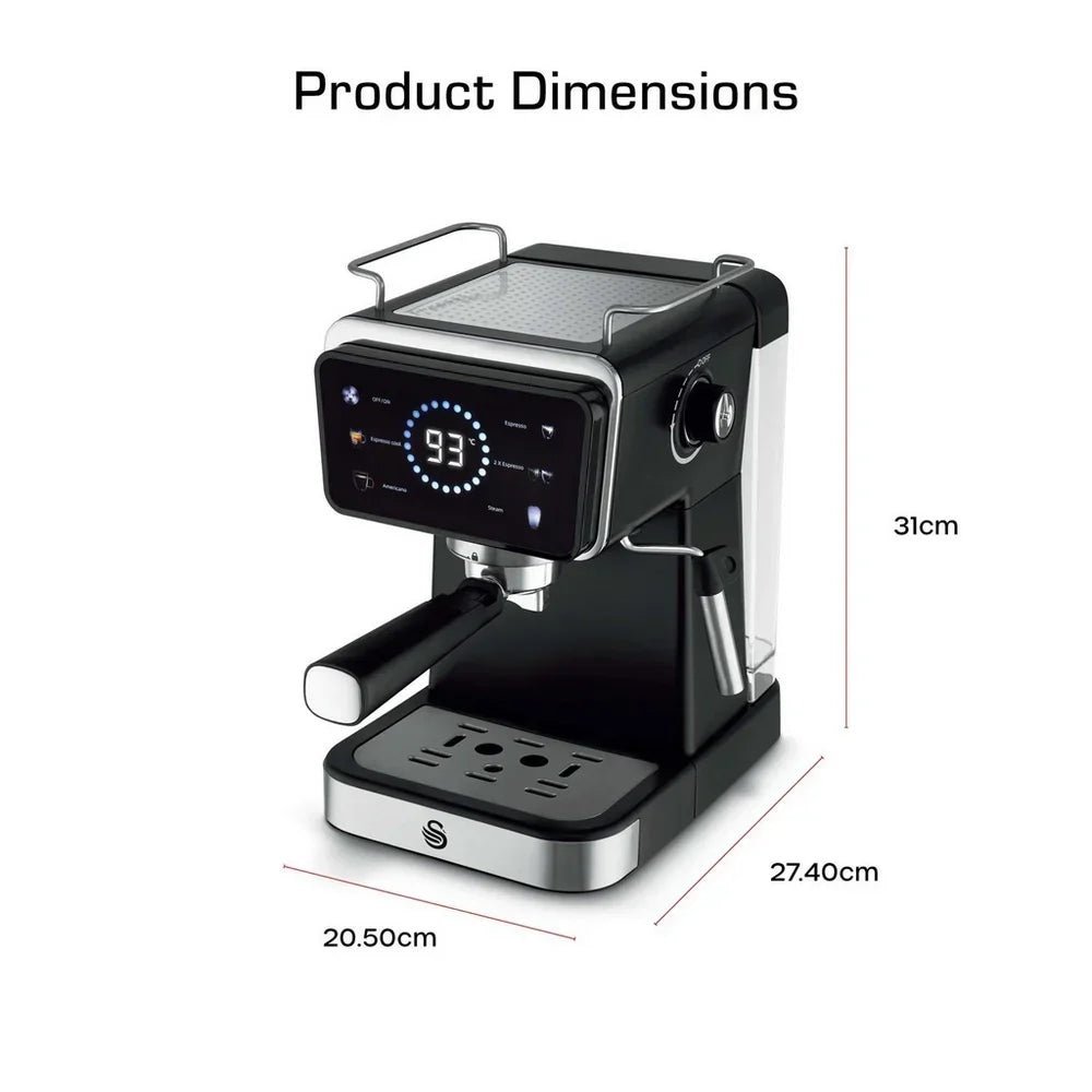 Swan SK22113BLK Espresso Digital Coffee Machine with Built-in Milk Frother – Black - Image 6