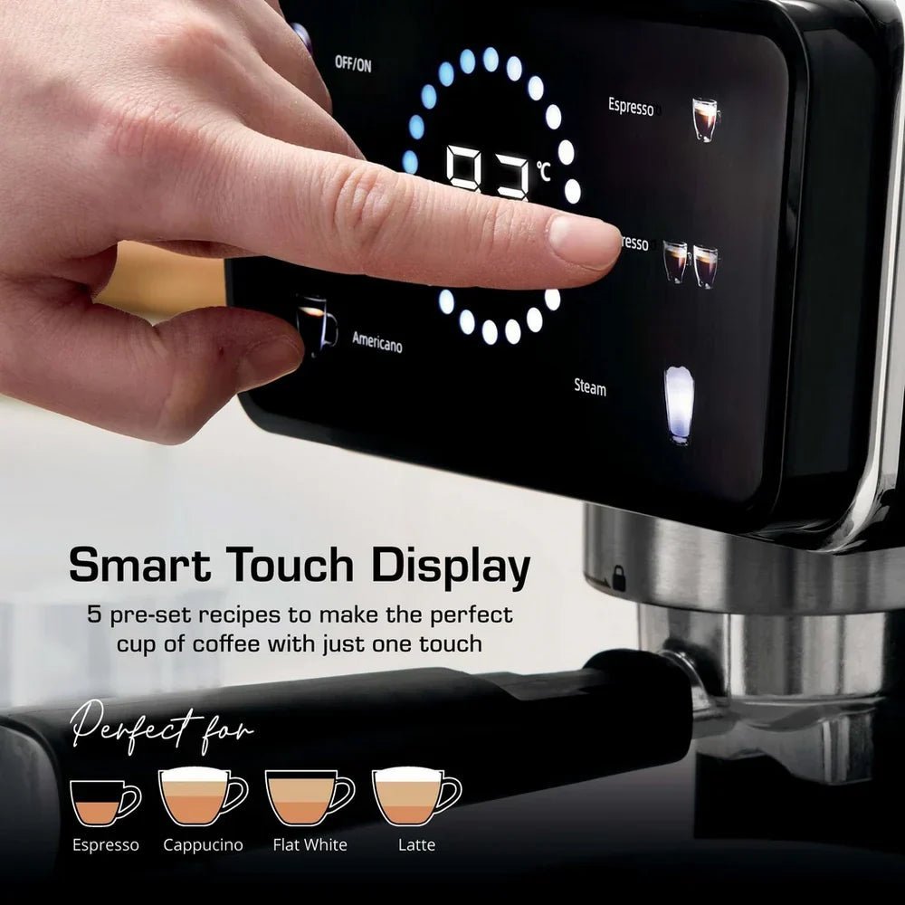 Swan SK22113BLK Espresso Digital Coffee Machine with Built-in Milk Frother – Black - Image 2